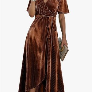 Elegant Dark Orange Wrap Dress